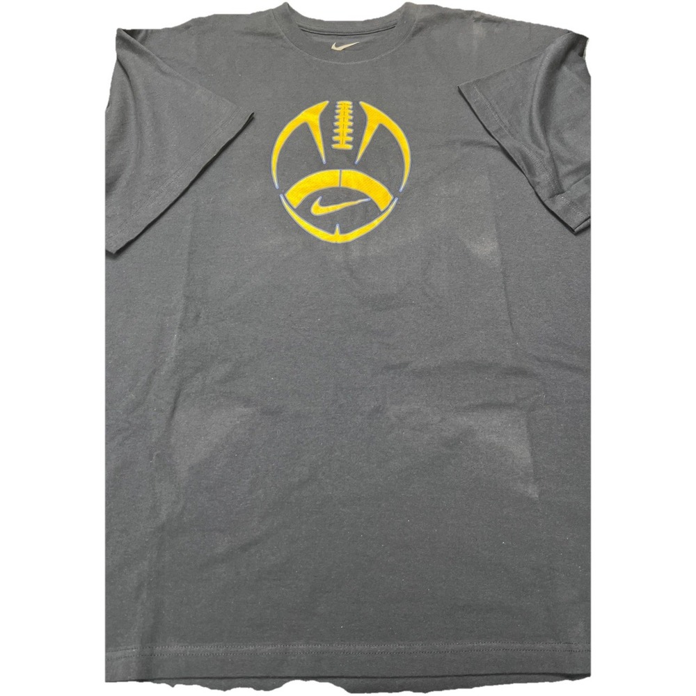 Nike‎ Football Graphic Shirt Mens Navy Blue Short Sleeve Swoosh Athletic Tee